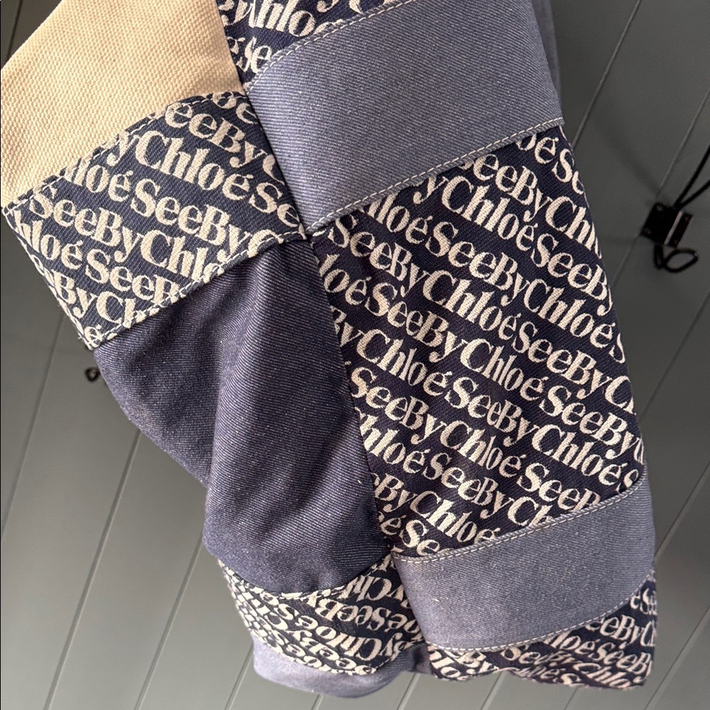 See By Chloe Navy and Cream Logo Tote - Picture 5 of 6